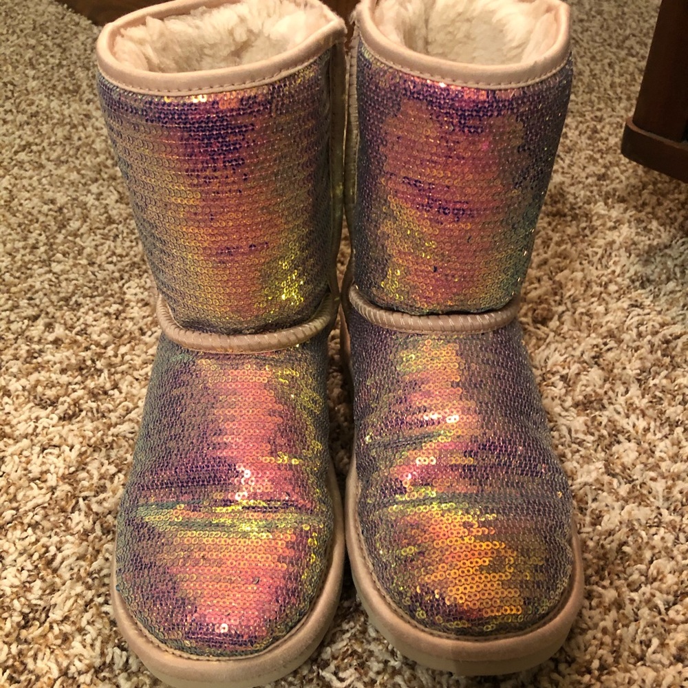 UGG Kids Iridescent Sequin Boots - Pink/Gold/Purple